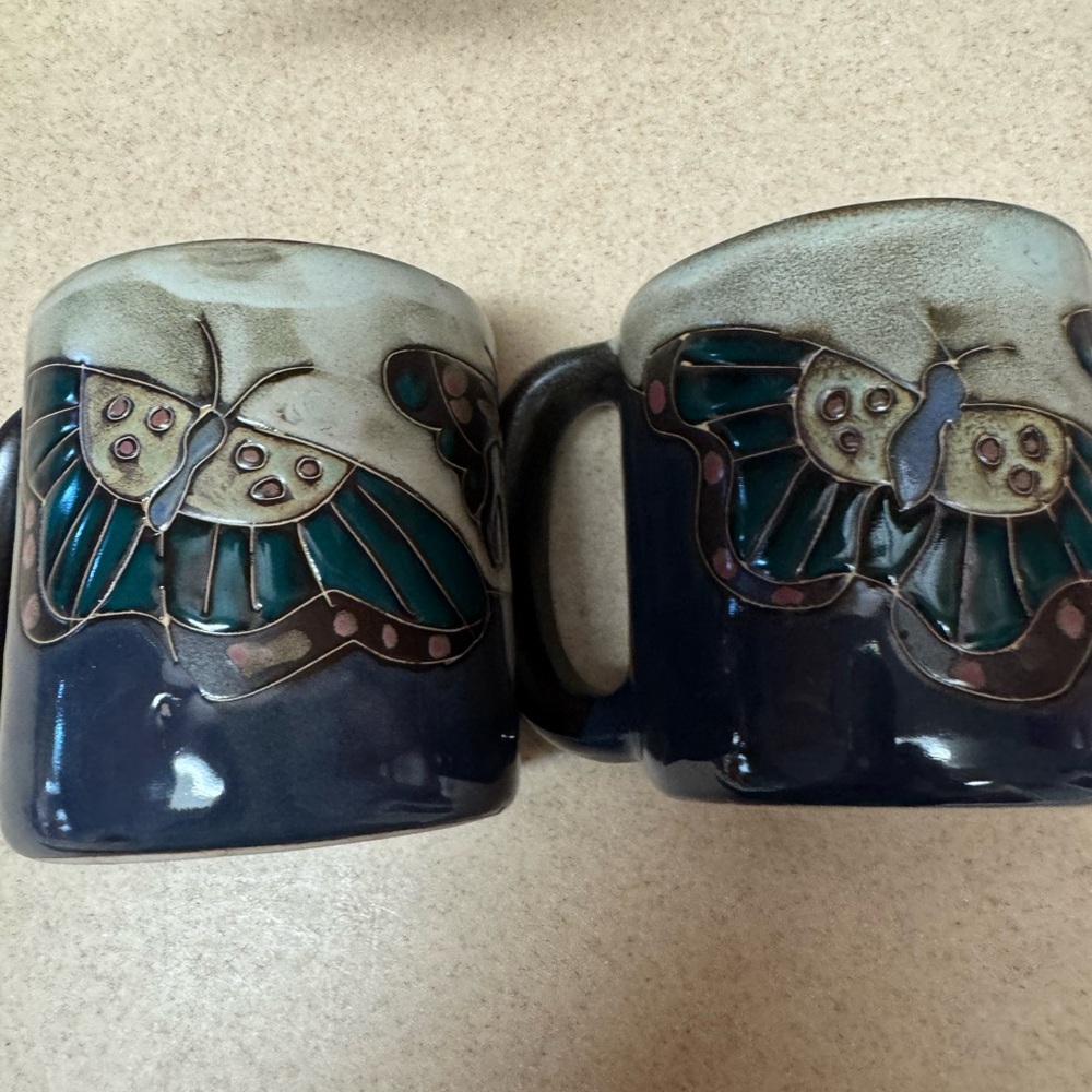 Butterfly coffee mugs. Handmade.